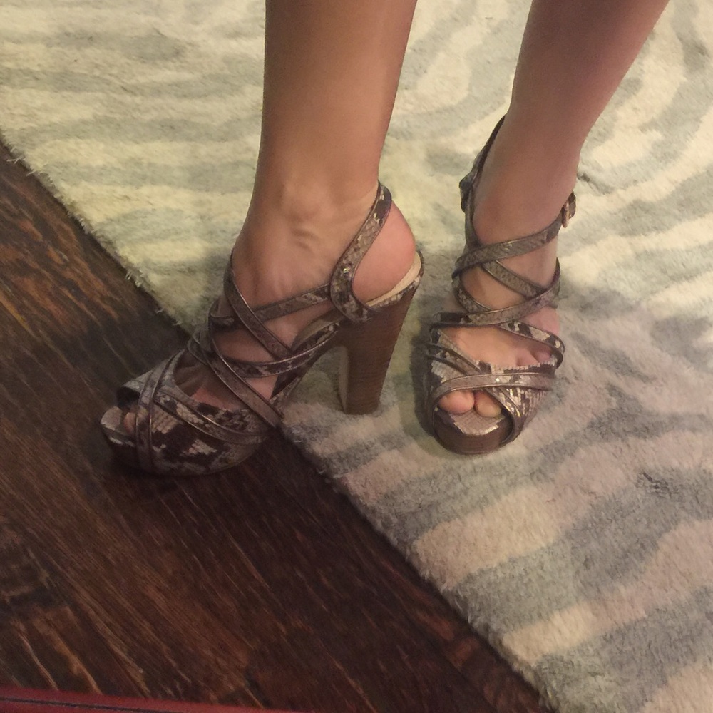 Coach high heel sandals snake print